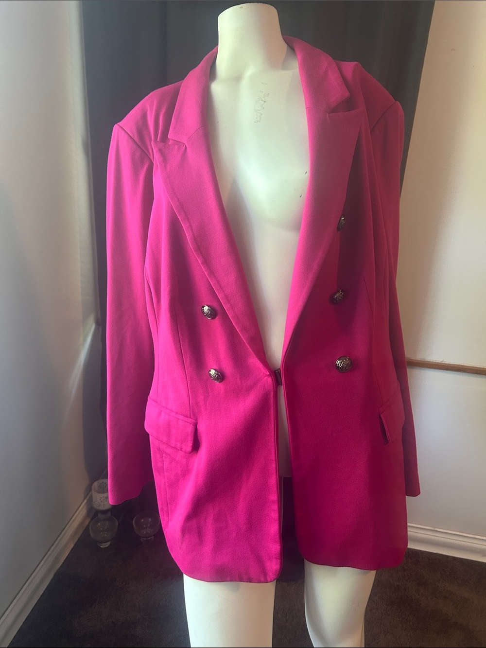 Lane Bryant "The Bryant Blazer" clasp closure Fuchsia Blazer Jacket